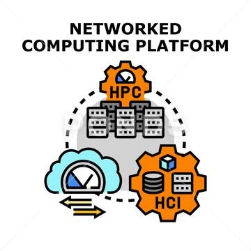 Networked computing platform system infrastructure concept Stock Illustration