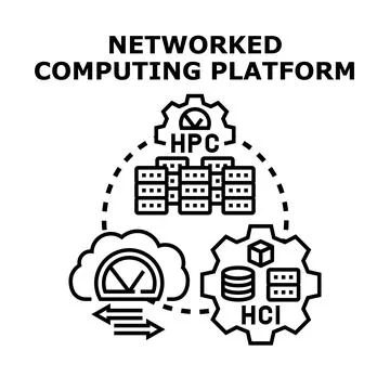 Networked computing platform system infrastructure concept Stockillustratie