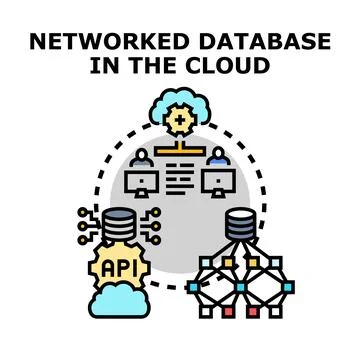 Networked database operating in cloud computing environment Stock Illustration