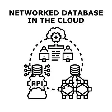 Networked database operating in cloud computing environment Stock Illustration