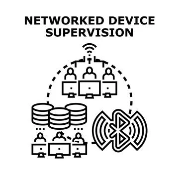 Networked device supervision concept illustration managing data Stock Illustration