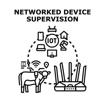 Networked device supervision internet of things technology Stock Illustration