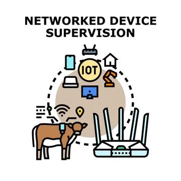 Networked device supervision internet of things technology Stock Illustration