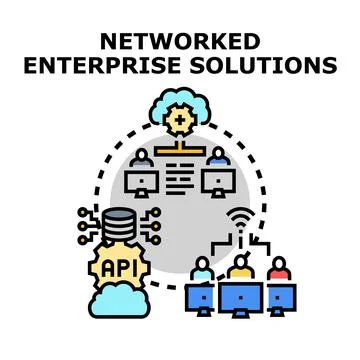 Networked enterprise solutions connecting people and data Illustrazione stock