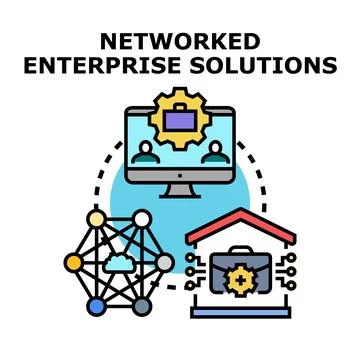 Networked enterprise solutions presenting digital business concepts Stock Illustration