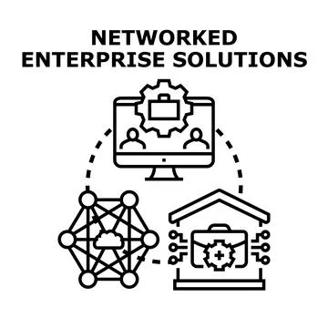 Networked enterprise solutions presenting digital business concepts Stock Illustration