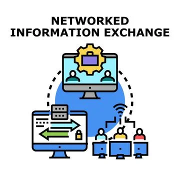 Networked information exchange system connecting computer users Illustrazione stock