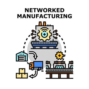 Networked manufacturing process with smart production and logistics Stock Illustration