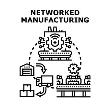 Networked manufacturing process with smart production and logistics Stock Illustration