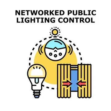 Networked public lighting control system developing concept Stock Illustration