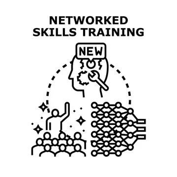 Networked skills training and knowledge development concept Stock Illustration