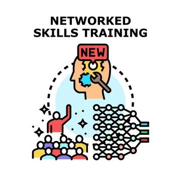 Networked skills training and knowledge development concept Illustrazione stock