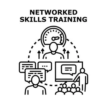 Networked skills training and professional development learning Stock Illustration