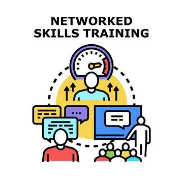 Networked skills training and professional development learning Stock Illustration