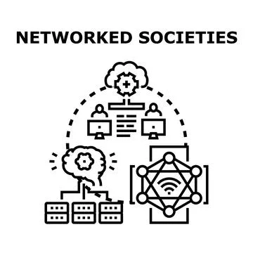 Networked societies connecting global digital information and data Stock Illustration