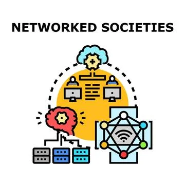 Networked societies connecting global digital information and data Stock Illustration