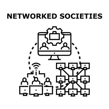 Networked societies connecting globally through digital technology Stock Illustration