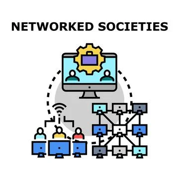 Networked societies connecting globally through digital technology Stock Illustration