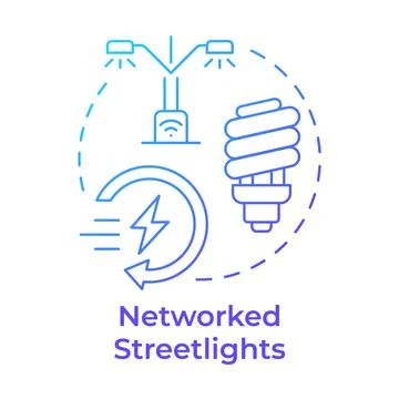 Networked streetlights blue gradient concept icon Stock Illustration