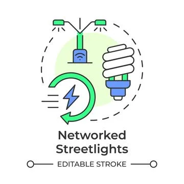 Networked streetlights multi color concept icon Stock Illustration