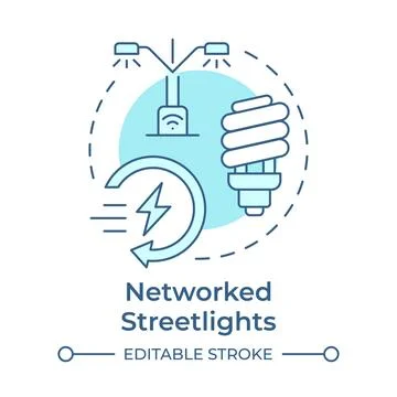 Networked streetlights soft blue concept icon Stock Illustration