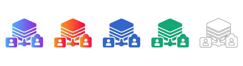 Networked User Database Security Icons Ilustración de archivo