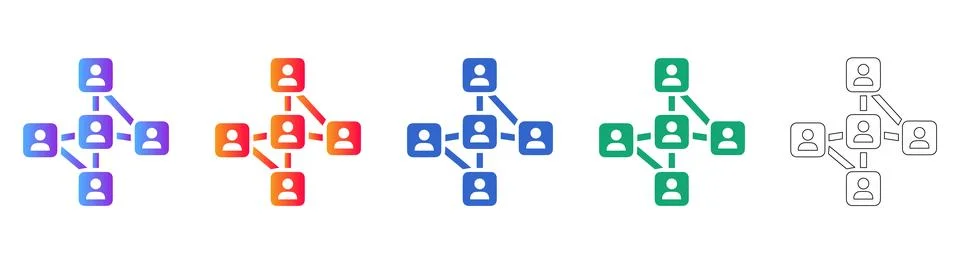 Networked User Node Structure Icons Illustrazione stock