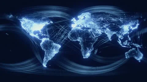 Networked World Seamless Loop Blue Stock Footage 10568178