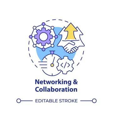 Networking and collaboration multi color concept icon Stock Illustration