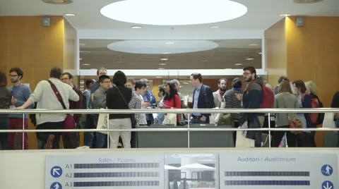 Networking and drinking coffee at a conference venue Stock Footage 64566070