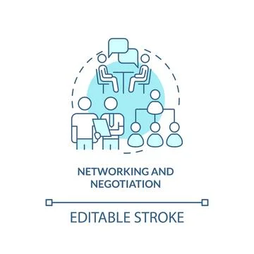 Networking and negotiation turquoise concept icon Stock Illustration