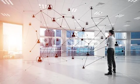 Networking and social communication concept as effective point for modern Stock Photos