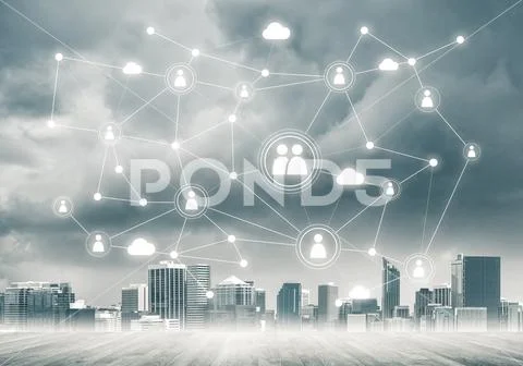 Networking and social communication as means for effective busin Stock Photos