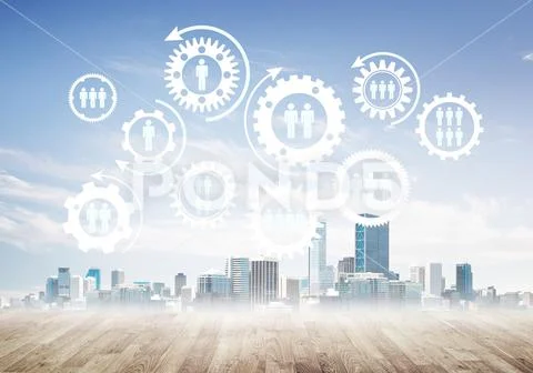 Networking and social communication as means for effective business strategy Stock Photos