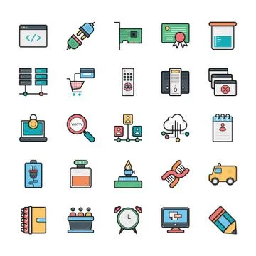 Networking and Web UI Colored Icons Stock Illustration