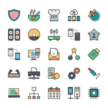 Networking and Web UI Icons Set Illustrazione stock