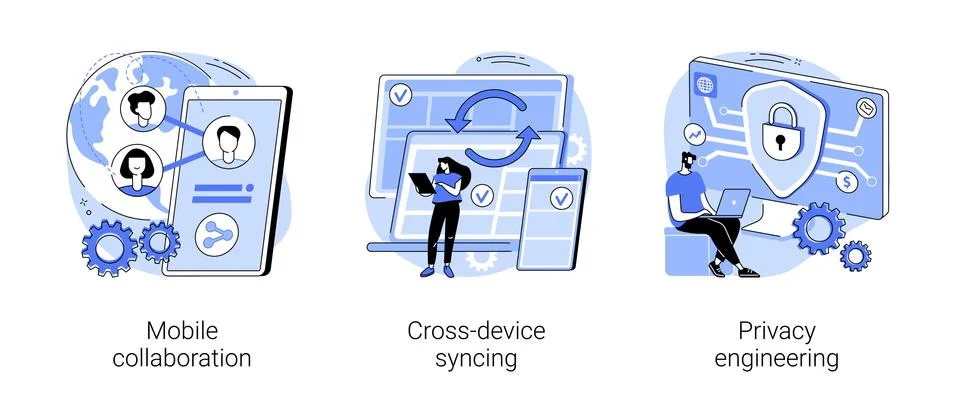 Networking app software abstract concept vector illustrations. Stock Illustration