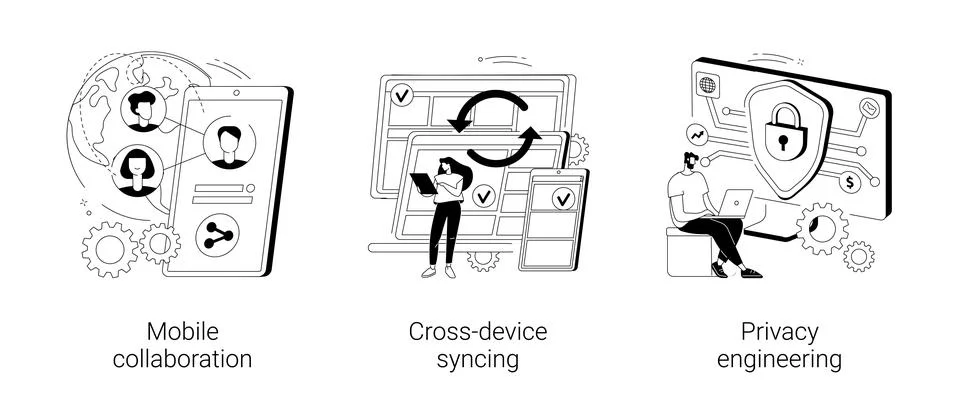 Networking app software abstract concept vector illustrations. Stock Illustration