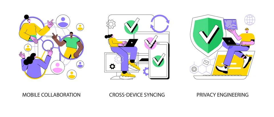 Networking app software abstract concept vector illustrations. 库存插图