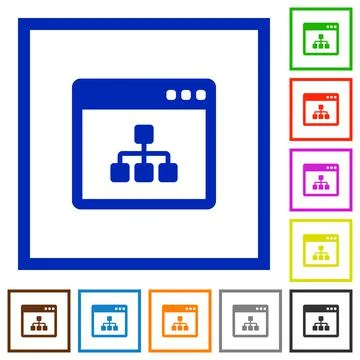 Networking application flat framed icons 库存插图