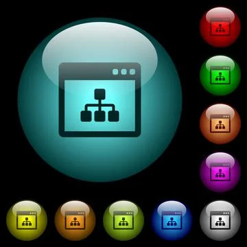 Networking application icons in color illuminated glass buttons Stock Illustration