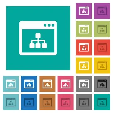 Networking application square flat multi colored icons Stock Illustration