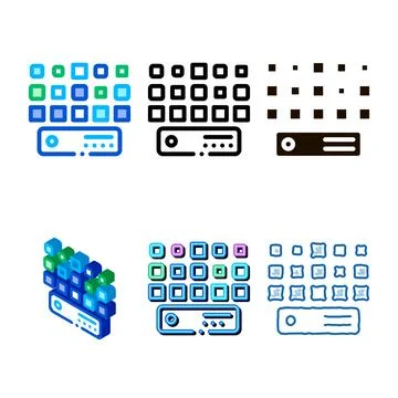 Networking artificial big data center designs vector icon Illustrazione stock
