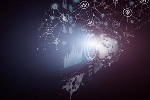 A networking concept. 3D illustration elements in collage Stock Illustration