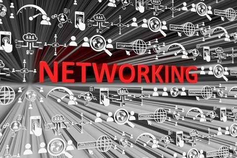 NETWORKING concept blurred background 3d render illustration Stock Illustration