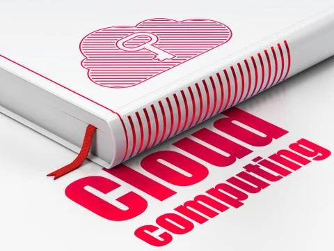 Networking concept: book Cloud With Key, Computing on white background Stock Illustration