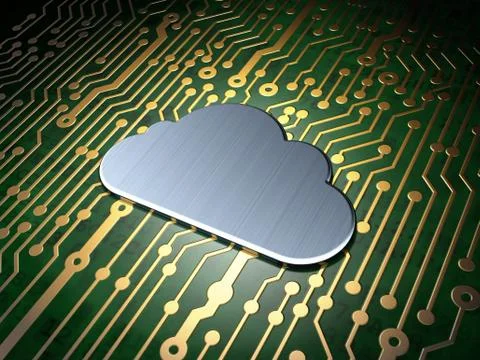 Networking concept: Cloud on circuit board background Illustrazione stock