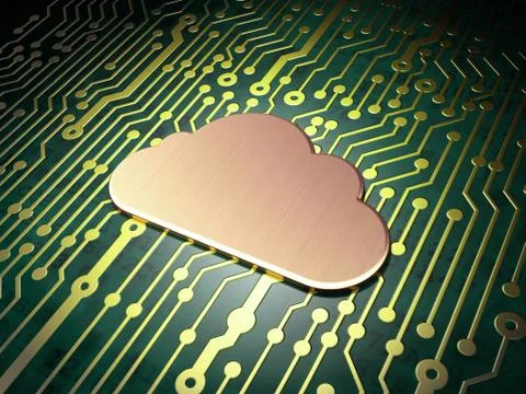 Networking concept: Cloud on circuit board background Stock Illustration