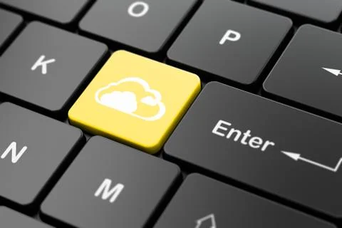 Networking concept: Cloud on computer keyboard background Stock Illustration