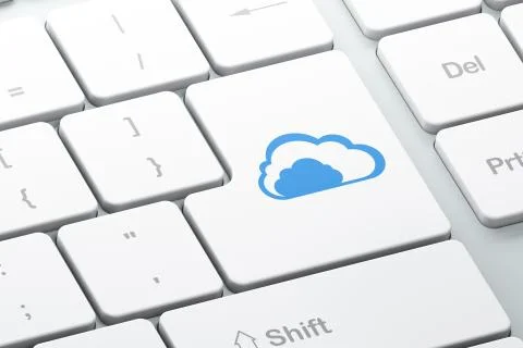 Networking concept: Cloud on computer keyboard background Stock Illustration